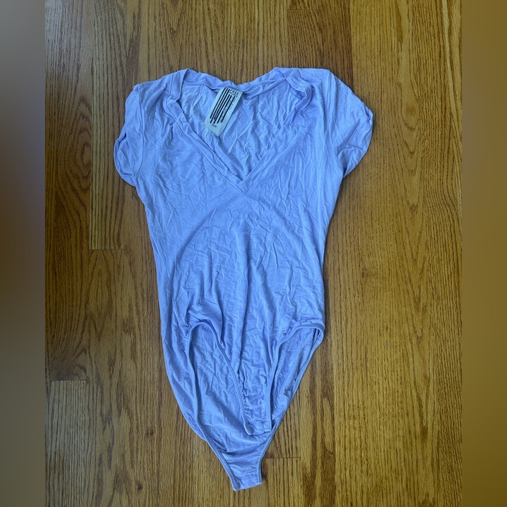 Free People Lavender Short Sleeve Bodysuit